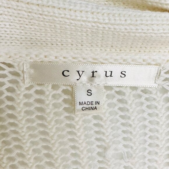 🤩Sz S Womens Knit Cardigan Cyrus Lightweight mesh Open Front Long Sleeves ivory - Picture 3 of 7